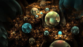 Bubbles gold blue liquid globe - a liquid free wallpaper