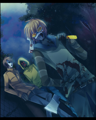 Bloody face knife hands couple - a knife free wallpaper for mobile