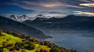 Mountain lake forest sunset sky 6 - scenic free wallpaper for desktop