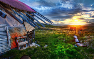 House red roof sunset ecological - apocalyptic free wallpaper for desktop