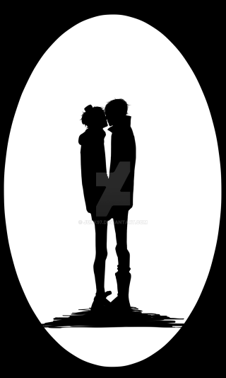 Couple silhouette white circle black - a white circle free wallpaper for mobile