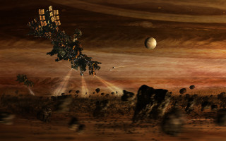 Space station desert planet star - planet free wallpaper for desktop