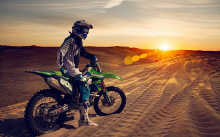 Desert sunset dirtbike matte cinematic - sunrise time free wallpaper