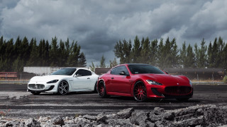 Masera cars parking lot nature - a cloudy sky in the background free wallpaper