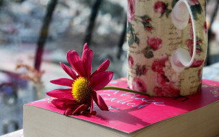 Pink book flower coffee mug - free valentines wallpaper