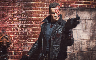 Man leather jacket gun brick - arnold free wallpaper for desktop