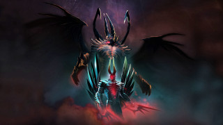 Demonic wings glowing eyes teeth - a demonic demon free wallpaper