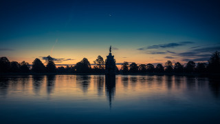 Lake clocktower sunset plane wren - overhead free wallpaper