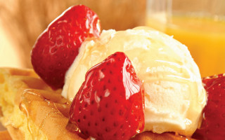 Waffle strawberries icecream orangejuice food - american impressionism free wallpaper