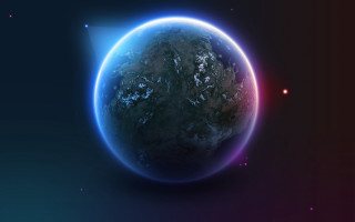 Blue purple planet moon star - blue line free wallpaper for desktop