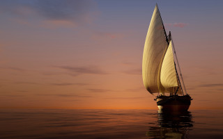 Sailboat ocean sunset pink sky - a sailboat free wallpaper