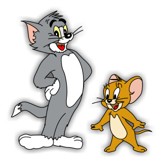 Cartoon cat mouse smiling together - free cats wallpaper for tablet