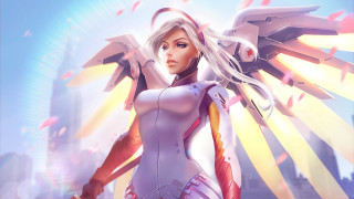 Woman bird wings city sky 2 - artgerm free wallpaper