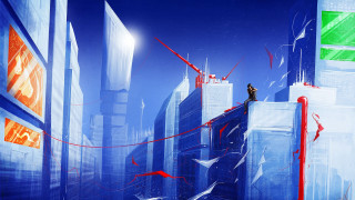 Futuristic city ledge man cyberpunk - anton fadeev free wallpaper