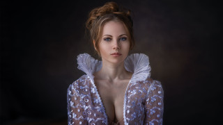 Woman brown dress floral portrait - a brown dress free wallpaper for desktop