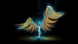 Bird wings spread fantasy airbrush - its body free wallpaper