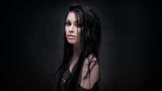 Gothic portrait blackhair blackdress browneyes - long black hair free wallpaper