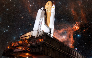 Space shuttle platform stars orange - a space shuttle free wallpaper