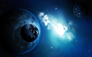 Blue planet sun stars space - a blue planet free wallpaper for desktop