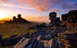 Rocky landscape sunset stacked rocks - a rocky landscape free wallpaper