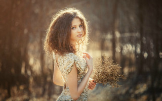 Woman dress flowers forest sunlight - a forest area free wallpaper