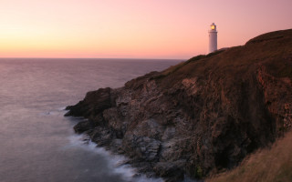 Lighthouse cliff ocean sunset pink 10 - a cliff free wallpaper