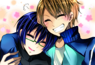 Anime characters hugging eyes closed 2 - kyoani free wallpaper