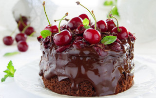 Chocolate cake cherries rococo dessert - cherry free wallpaper