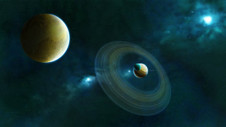 Planets stars sky blue ring - a group of planets free wallpaper