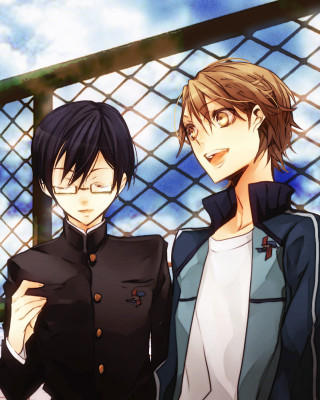 Anime characters fence sky background - a fence free wallpaper for mobile