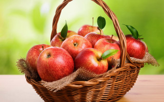 Basket apples green background neoplasticism - a green background in the background free wallpaper