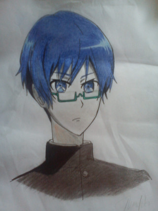 Boy blue hair glasses anime - a piece of paper free wallpaper