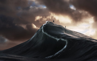 Cliff childs wave ocean sky - in the ocean free wallpaper