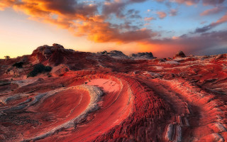 Red mountain sunset clouds forest - free mountains wallpaper