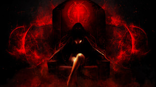 Gothic woman throne red smoke - a throne free wallpaper for desktop