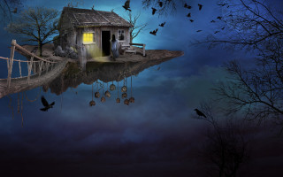Lake house moon birds matte - alexander jansson free wallpaper