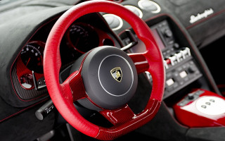 Red steering wheel black dashboard - neoclassicism free wallpaper