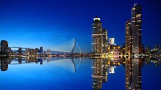 City skyline bridge river night 103 - dirck van der lisse free wallpaper