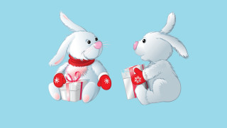 White rabbits gifts naive art - their neck free wallpaper