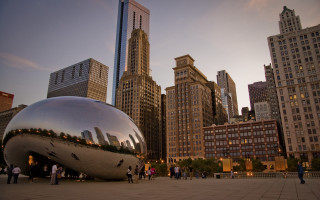 Shiny ball city square sunset - anish kapoor free wallpaper