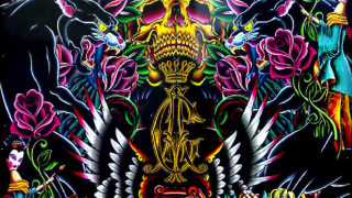 Winged flowers gothic crown star - canvas free wallpaper