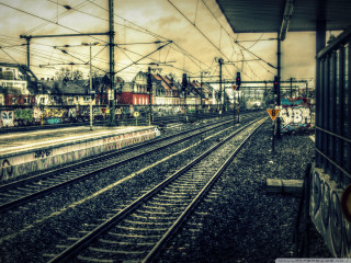 Train station graffiti building sign - florence engelbach free wallpaper