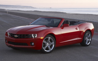 Red chevrolet camaro convertible ocean - convertible free wallpaper