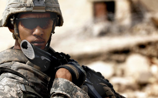 Soldier helmet sunglasses gun military - a soldier free wallpaper