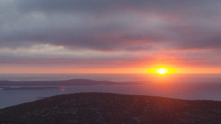 Sunset mountain horizon water lights - a few hill free wallpaper