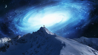Snow mountain starry sky spiral - top of a snow free wallpaper