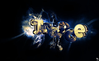 Word clock black background blue - blender and photoshop free wallpaper