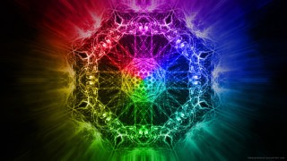 Multicolored ball light black background - dmt free wallpaper