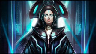 Futuristic woman helmet cyberpunk glowing - sci fi fantasy free wallpaper