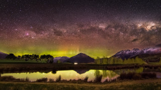 Night sky stars lake mountains 2 - a night sky free wallpaper
